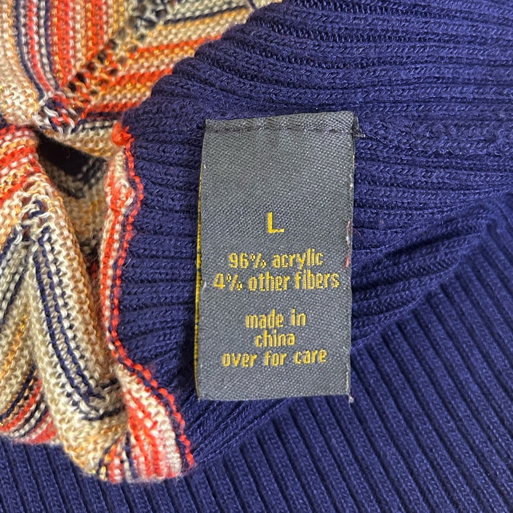 VTG 90s OUTBACK RED The Limited Chevron Knit Sweater L Metallic Retro Navy Ornge - Picture 10 of 13